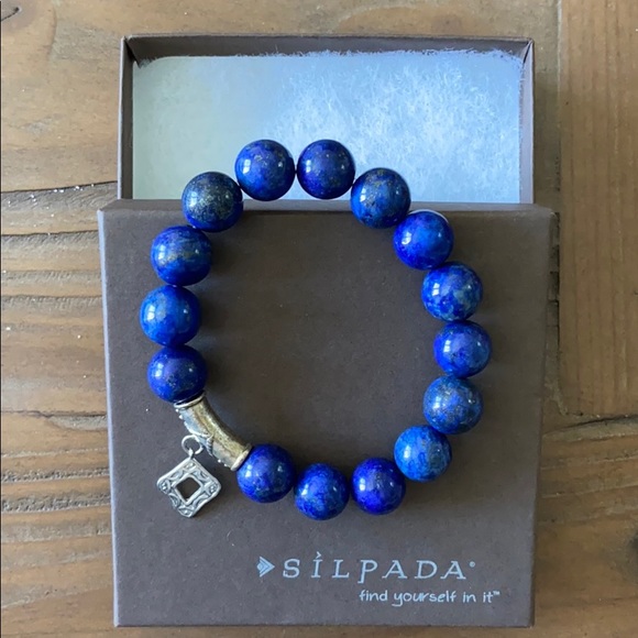 Silpada Jewelry - Silpada Lapis Blue Bead Sterling Stretch Bracelet